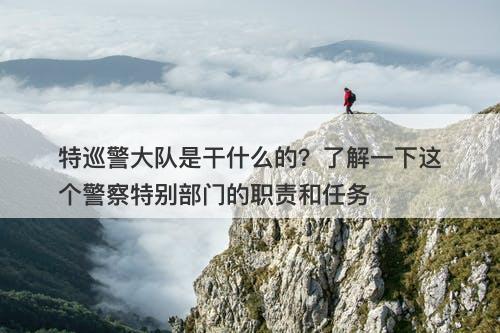 特巡警大队是干什么的？了解一下这个警察特别部门的职责和任务