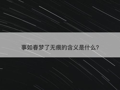 事如春梦了无痕的含义是什么？