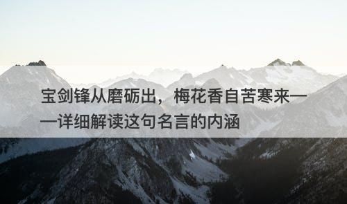 宝剑锋从磨砺出，梅花香自苦寒来——详细解读这句名言的内涵