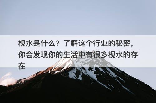 枧水是什么？了解这个行业的秘密，你会发现你的生活中有很多枧水的存在