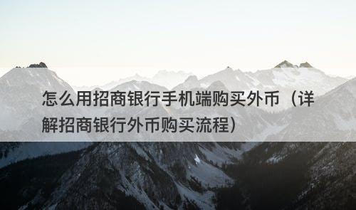 怎么用招商银行手机端购买外币（详解招商银行外币购买流程）