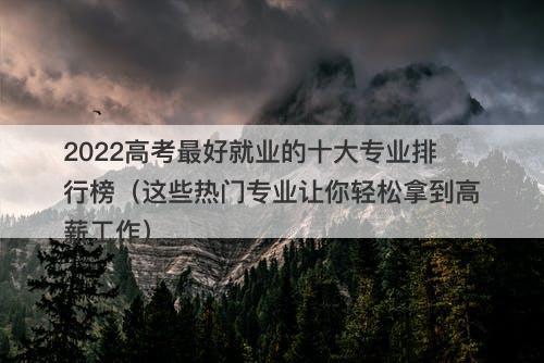 2022高考最好就业的十大专业排行榜（这些热门专业让你轻松拿到高薪工作）