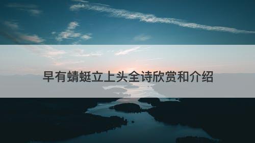 早有蜻蜓立上头全诗欣赏和介绍