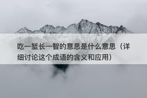 吃一堑长一智的意思是什么意思（详细讨论这个成语的含义和应用）