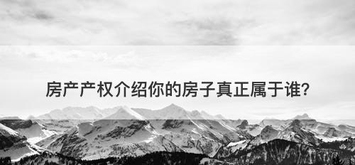 房产产权介绍你的房子真正属于谁？
