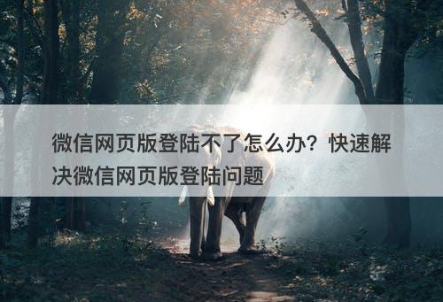微信网页版登陆不了怎么办？快速解决微信网页版登陆问题-图1