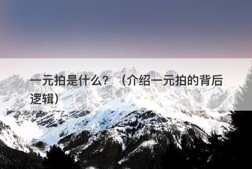 一元拍是什么？（介绍一元拍的背后逻辑）