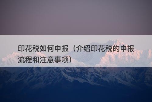 印花税如何申报（介绍印花税的申报流程和注意事项）