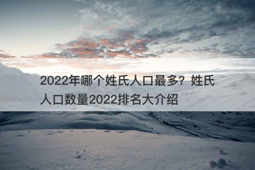 2022年哪个姓氏人口最多？姓氏人口数量2022排名大介绍