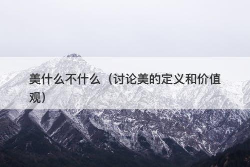 美什么不什么(讨论美的定义和价值观)