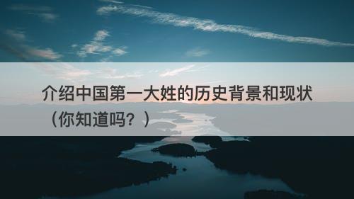 介绍中国第一大姓的历史背景和现状（你知道吗？）