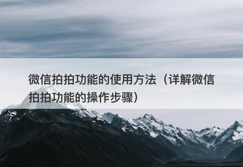 微信拍拍功能的使用方法（详解微信拍拍功能的操作步骤）