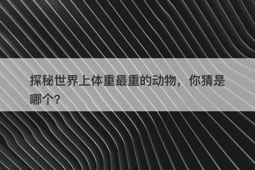 探秘世界上体重最重的动物，你猜是哪个？