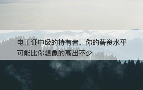 电工证中级的持有者,你的薪资水平可能比你想象的高出不少