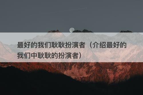 最好的我们耿耿扮演者（介绍最好的我们中耿耿的扮演者）