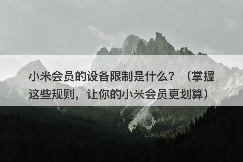 小米会员的设备限制是什么？（掌握这些规则，让你的小米会员更划算）