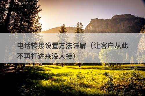 电话转接设置方法详解(让客户从此不再打进来没人接)