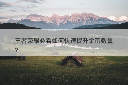 王者荣耀必看如何快速提升金币数量?