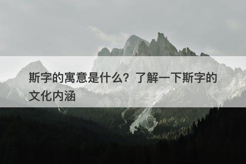 斯字的寓意是什么？了解一下斯字的文化内涵