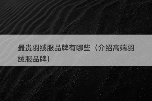 最贵羽绒服品牌有哪些（介绍高端羽绒服品牌）-图1