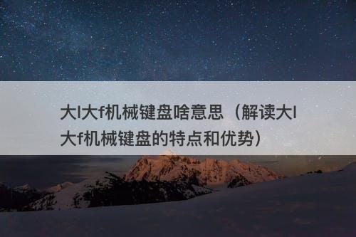 大l大f机械键盘啥意思（解读大l大f机械键盘的特点和优势）