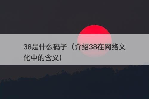 38是什么码子（介绍38在网络文化中的含义）