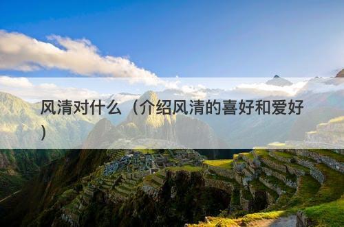 风清对什么（介绍风清的喜好和爱好）