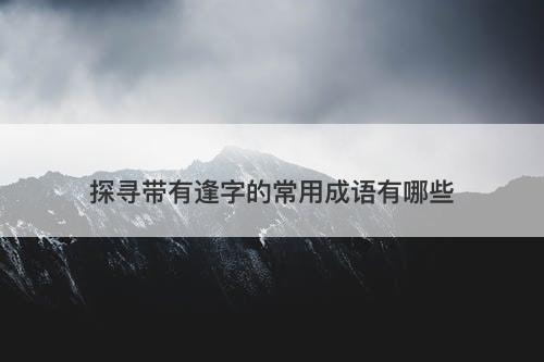 探寻带有逢字的常用成语有哪些