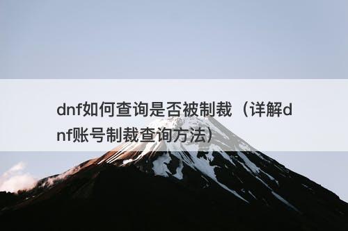 dnf如何查询是否被制裁（详解dnf账号制裁查询方法）
