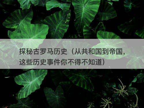 探秘古罗马历史（从共和国到帝国，这些历史事件你不得不知道）