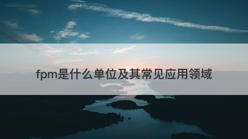 fpm是什么单位及其常见应用领域