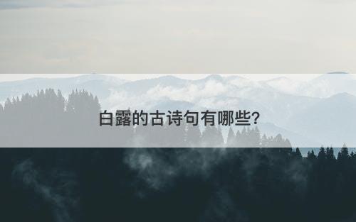 白露的古诗句有哪些？