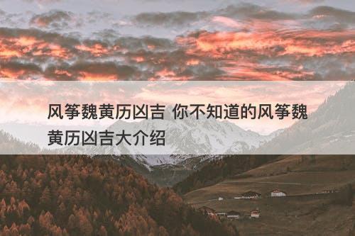 风筝魏黄历凶吉 你不知道的风筝魏黄历凶吉大介绍-图1