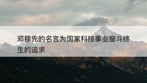 邓稼先的名言为国家科技事业奋斗终生的追求