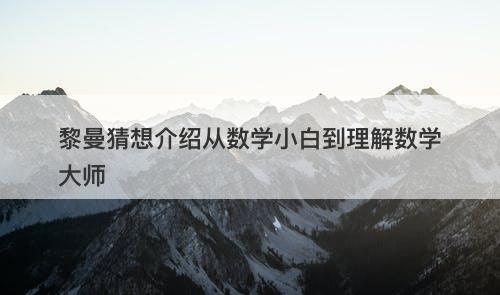 黎曼猜想介绍从数学小白到理解数学大师