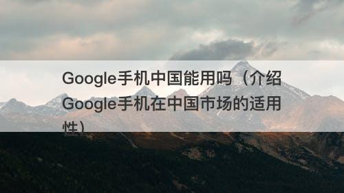 Google手机中国能用吗（介绍Google手机在中国市场的适用性）