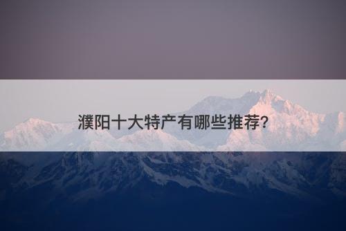 濮阳十大特产有哪些推荐？