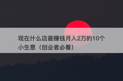 现在什么店最赚钱月入2万的10个小生意（创业者必看）