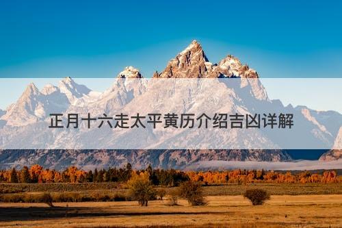 正月十六走太平黄历介绍吉凶详解
