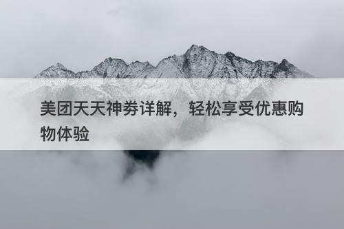 美团天天神劵详解，轻松享受优惠购物体验