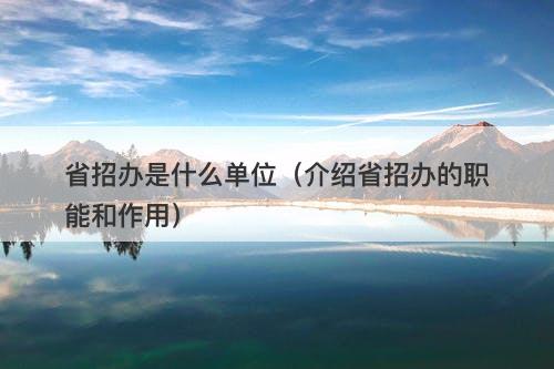 省招办是什么单位（介绍省招办的职能和作用）