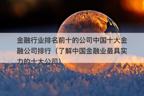 金融行业排名前十的公司中国十大金融公司排行（了解中国金融业最具实力的十大公司）