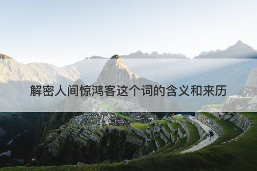 解密人间惊鸿客这个词的含义和来历
