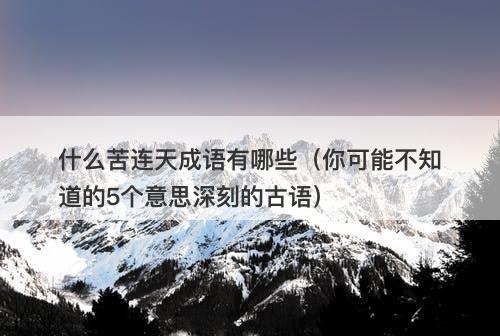 什么苦连天成语有哪些（你可能不知道的5个意思深刻的古语）
