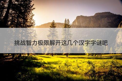 挑战智力极限解开这几个汉字字谜吧
