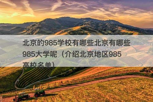 北京的985学校有哪些北京有哪些985大学呢（介绍北京地区985高校名单）-图1