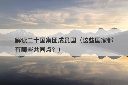 解读二十国集团成员国（这些国家都有哪些共同点？）