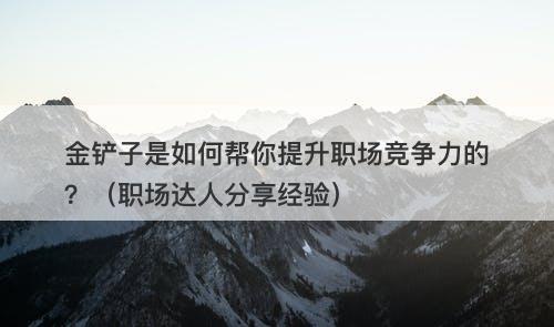 金铲子是如何帮你提升职场竞争力的？（职场达人分享经验）