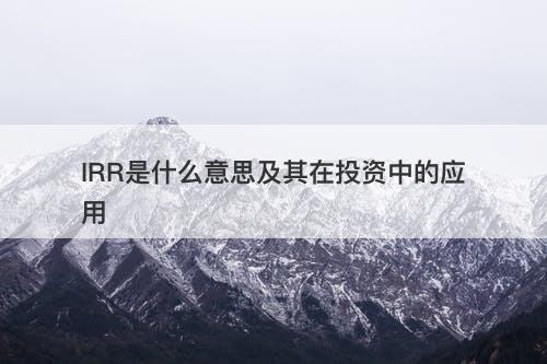 IRR是什么意思及其在投资中的应用