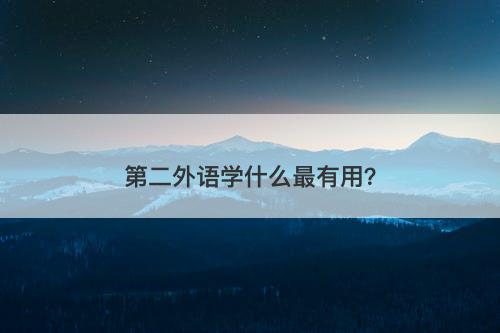 第二外语学什么最有用？